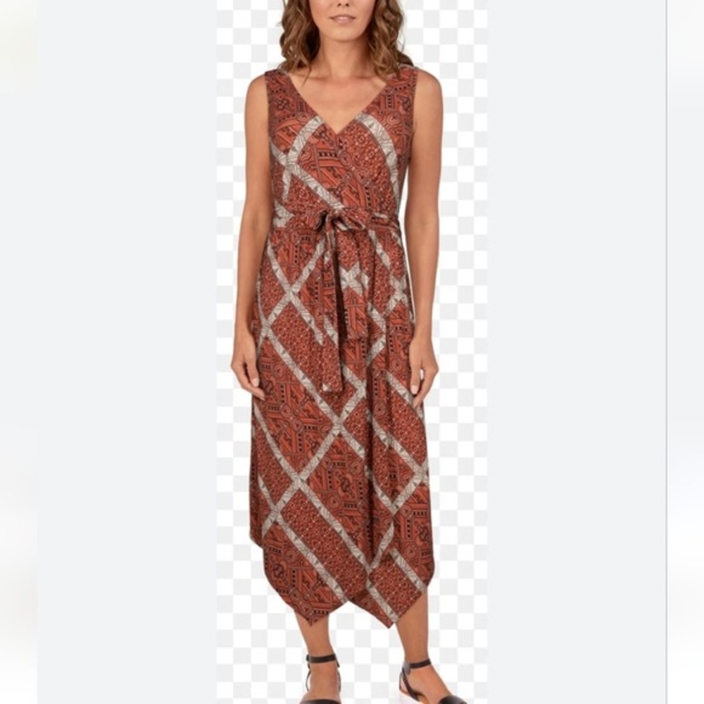 Natural Reflections‎ faux wrap Handkerchief Hem Wrap Dress plus size XXL